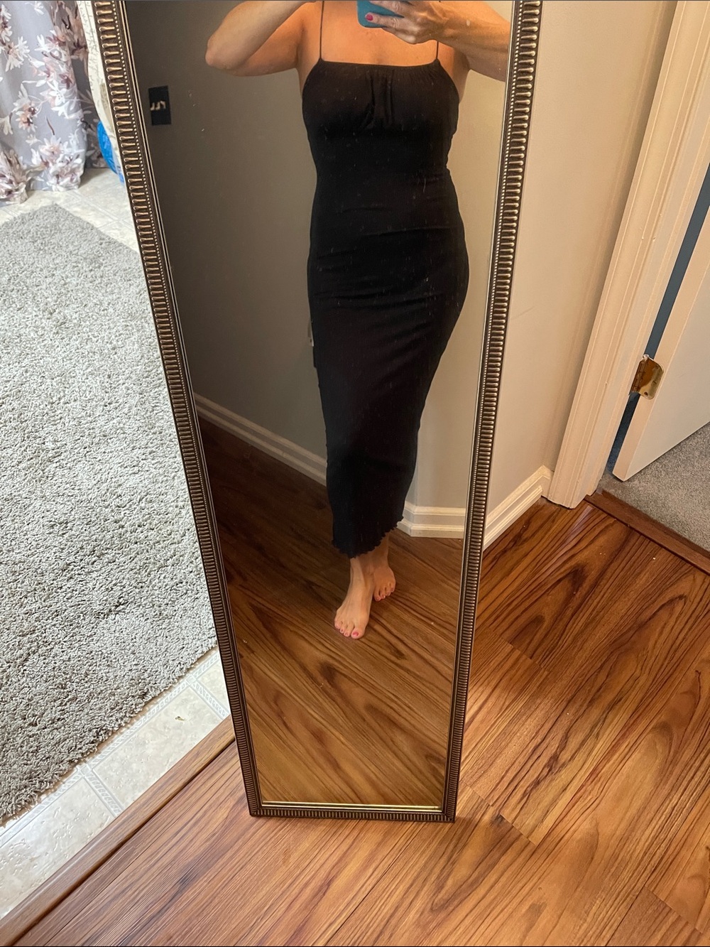 Black Slim Fit Midi Skirt